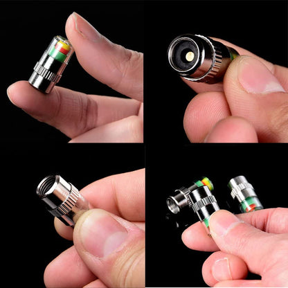 CarOxygen Car Tire Valve Stem Caps Pressure Monitor Sensor Indicator 3 Color Eye Alert 4Pcs