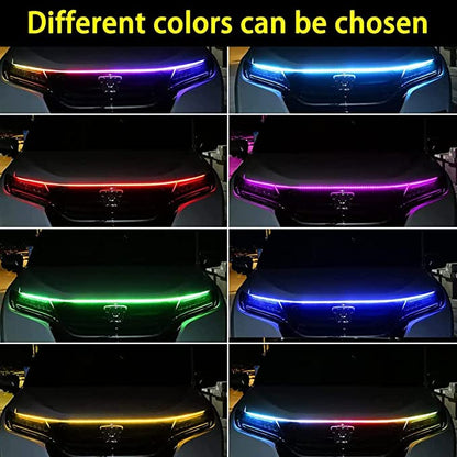 Car Led Lights Exterior Car Hood Light Strip 46 inch (1.8M) Multicolors 12V 108 LEDs Daytime Running Light for SUV, Truck, APP & Remote Control Car Engine Cover Decoration Headlight 1Pcs