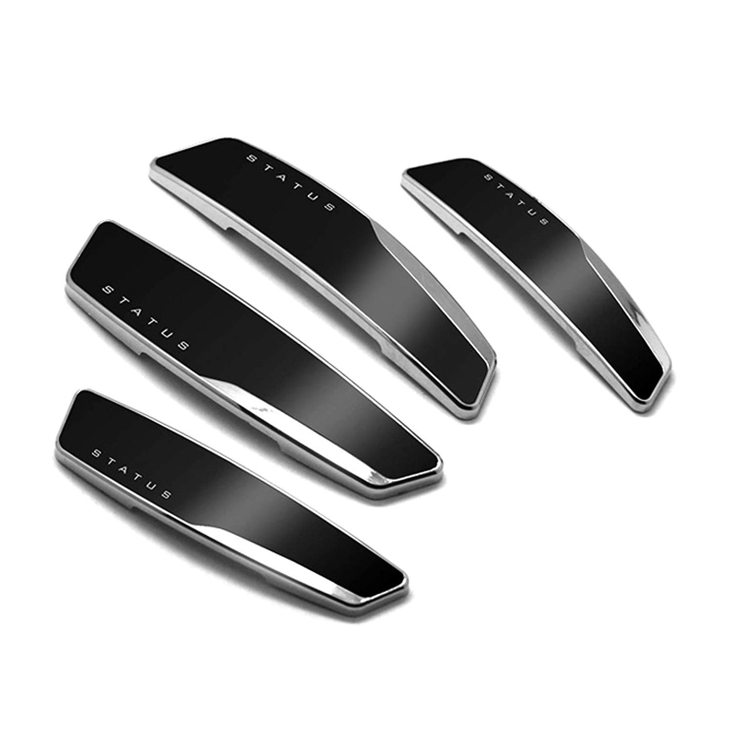 CarOxygen 4 Pcs Status High Glossy Slim Door Edge Guards Bumper Protector Trim Guard Sticker Molding Color (Black)