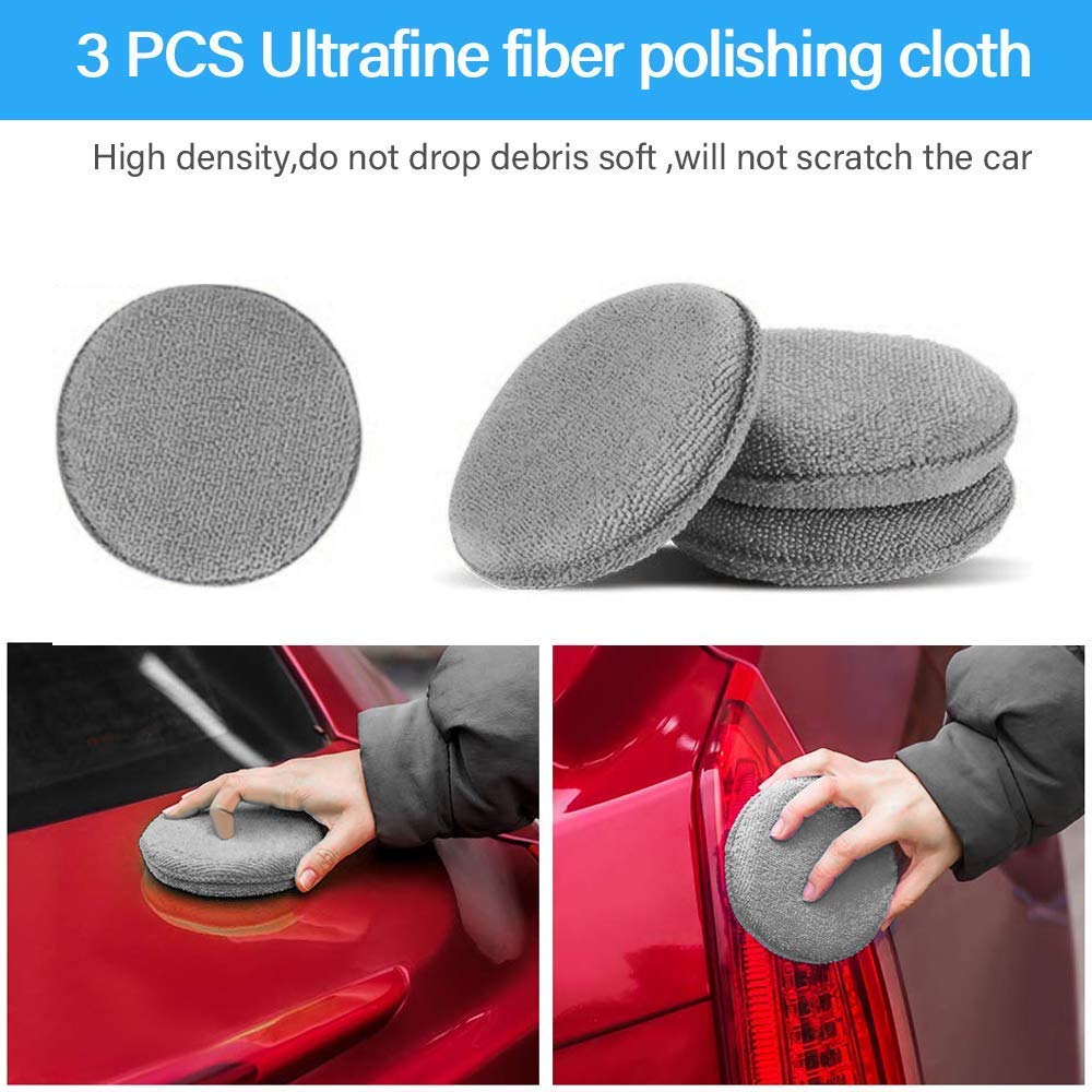 9 Pcs Car Wash Cleaning Kit Include 3 Microfiber Towels, 3 Applicator Pads, Wash Sponge, Wash Glove, Wheel Brush for Car,Bike Home