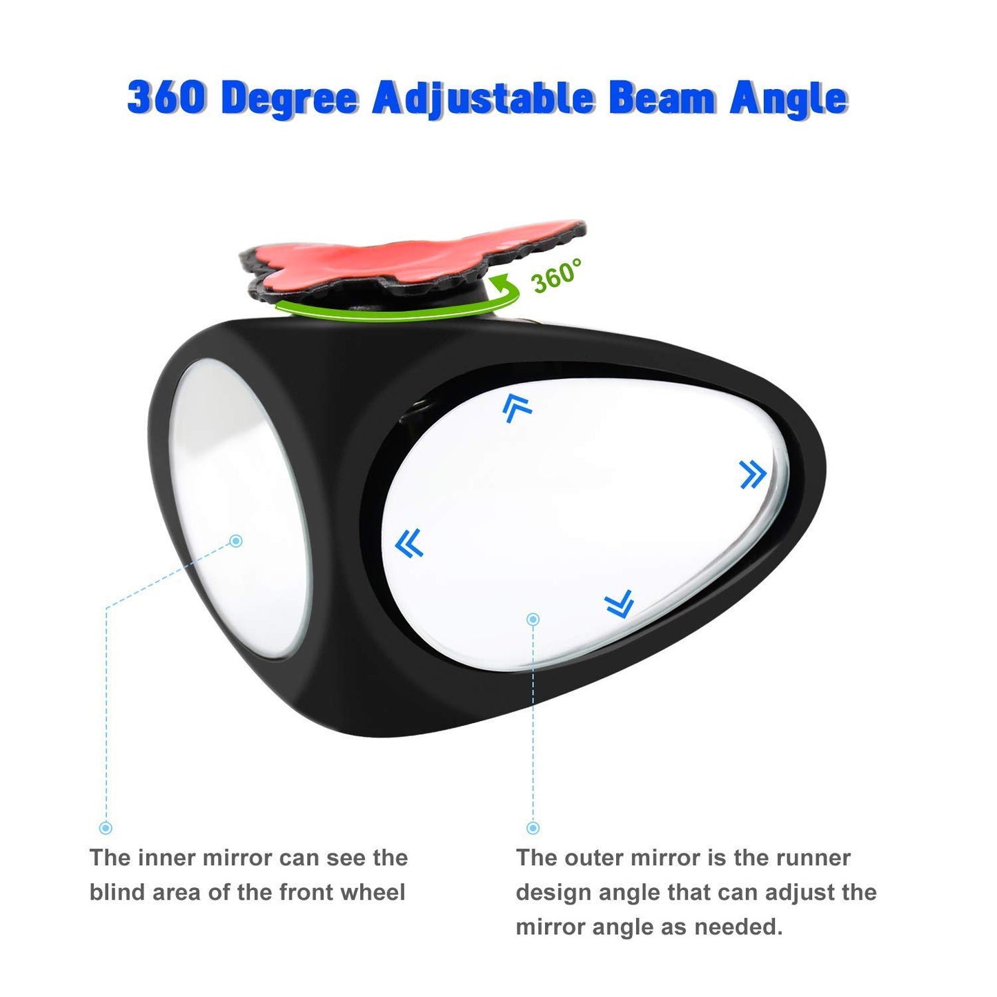 3R Double Rear View Wide Angle Blind Spot Mirror For Car Tyre (Right & Left)