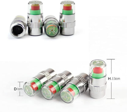 CarOxygen Car Tire Valve Stem Caps Pressure Monitor Sensor Indicator 3 Color Eye Alert 4Pcs
