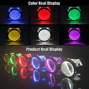 Bluetooth Wireless Remote Control 30-SMD RGB LED Demon Eye Halo Ring Kit for Car Auto Motorcycle Headlight Projectors or 2.5" 2.8" 3.0" Retrofit Projector Lens