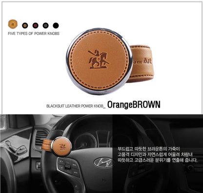 CarOxygen - BlackSuit Leather Power Handle Knob Steering Wheel Knob