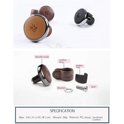 CarOxygen - BlackSuit Leather Power Handle Knob Steering Wheel Knob