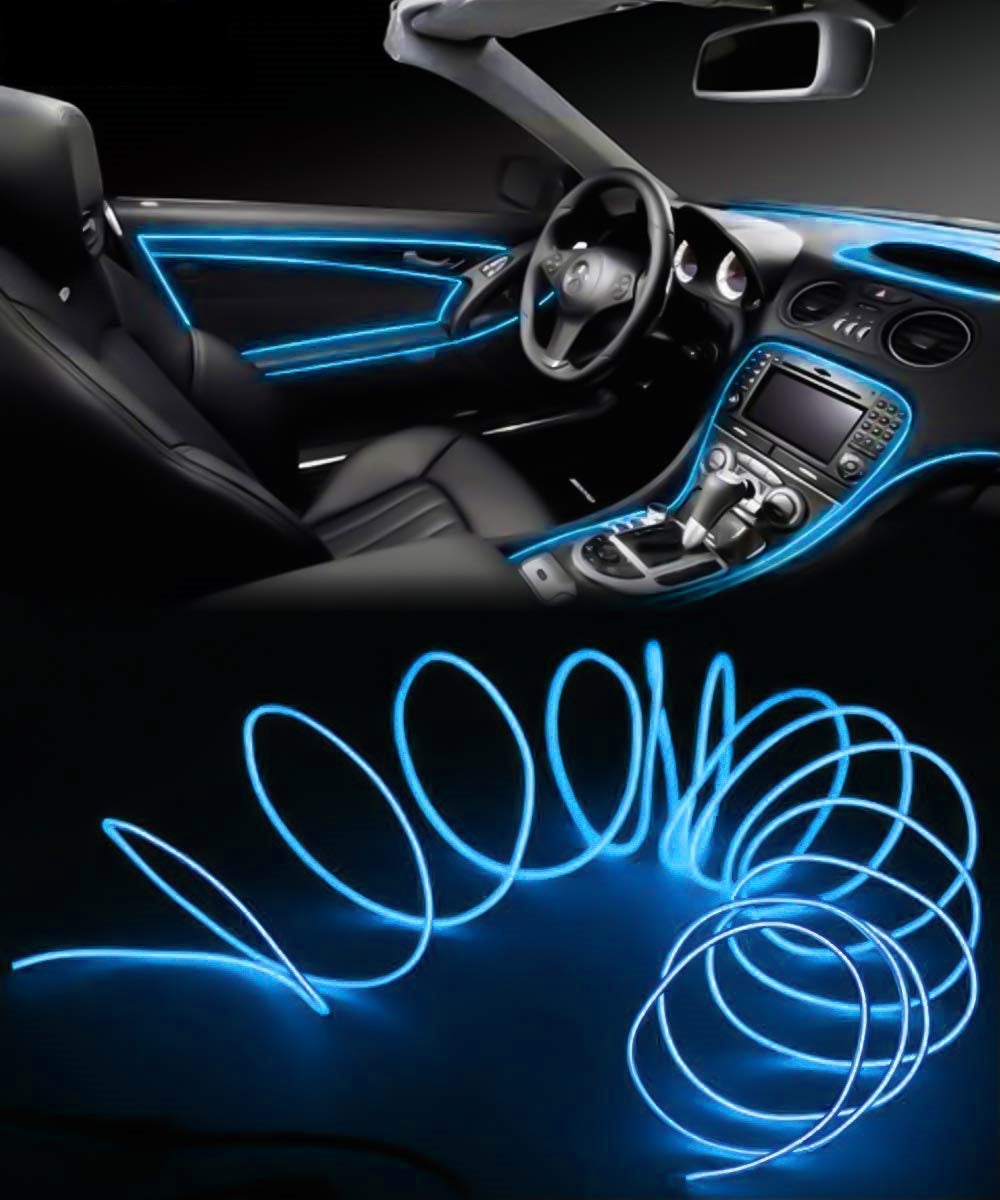 EL Wire Car Interior Light Ambient Neon Light for All Cars with Adapter (5 Meter)