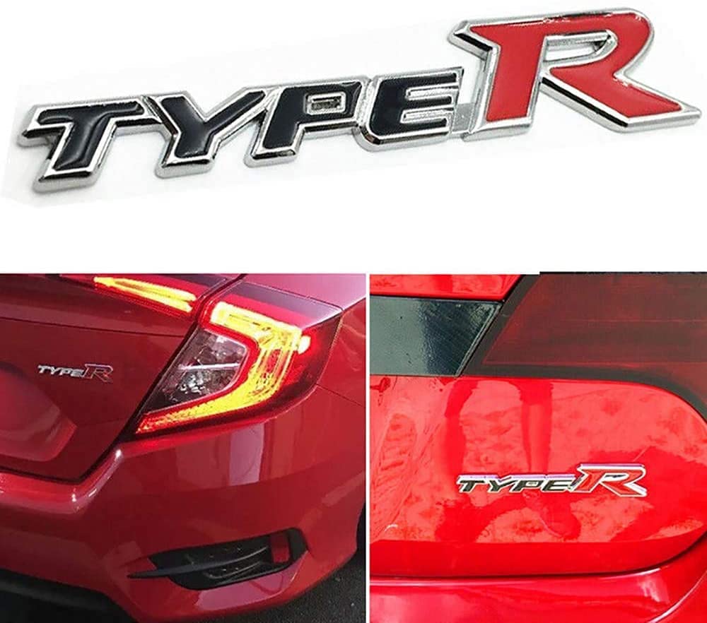 CarOxygen - 3D Letter Metal Emblem Badge {Type R,Metal}, TYPE Black,R Red,