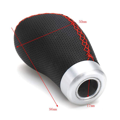 5 6 Speed Manual Car Gear Shift Knob Shifter Lever Handle Stick PU Leather Universal with 3 Caps - Black
