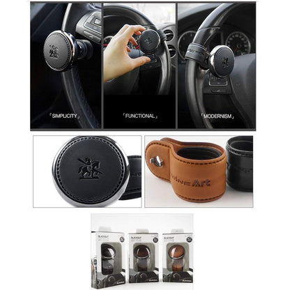 CarOxygen - BlackSuit Leather Power Handle Knob Steering Wheel Knob