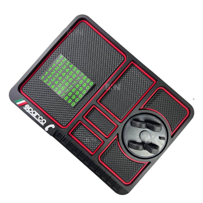Car Multi Function Non Slip Dashboard Mat with 360Â° Rotatable Mount Phone Holder Stand & Parking Numbers for All Cars | Coins Keys Cellphone Holder - Sparco