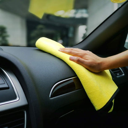 CarOxygen - Soft Microfiber Lint Free Car Cleaning Cloth Dual Layer Ultra Thick 800 GSM Absorbent Detailing Towel (Yellow OR Grey, 30x60cm, 1 PC)