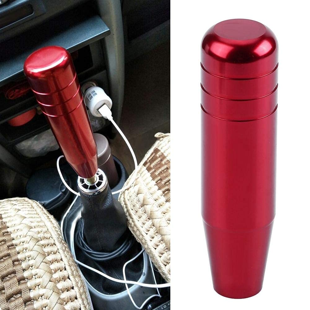 Caroxygen -Aluminum 13CM Long Universal Racing Car MOMO Shift Knob Manual Transmissive MOMO 13CM Gear Shift Knob with 3 Adapters (RED 13CM)