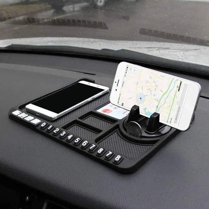 Car Multi Function Non Slip Dashboard Mat with 360Â° Rotatable Mount Phone Holder Stand & Parking Numbers for All Cars | Coins Keys Cellphone Holder - Sparco