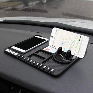 Car Multi Function Non Slip Dashboard Mat with 360° Rotatable Mount Phone Holder Stand & Parking Numbers for All Cars | Coins Keys Cellphone Holder - Sparco