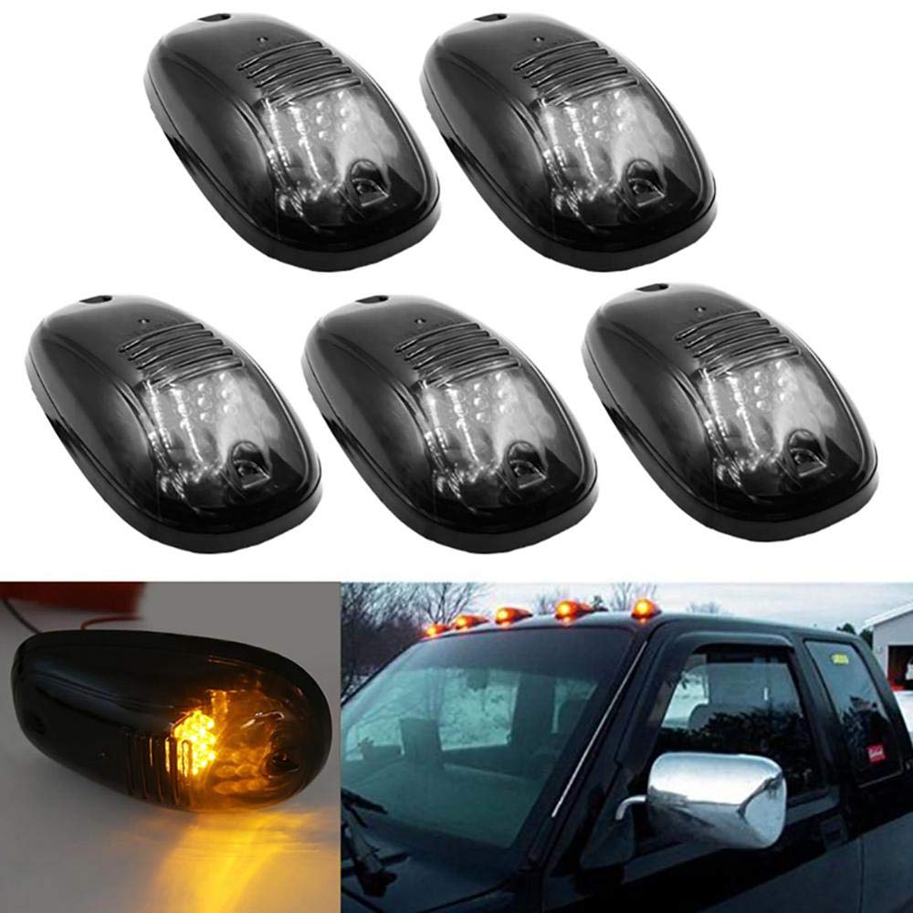 Car Oxygen -5pcs Car Cab Roof Marker Lights For Truck SUV DC 12V 9-LED Black Smoked Lens Clearance Marker LED Roof Lamps Doom Lights