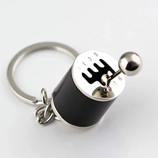 6Speed Creative Auto Part Model Gear Box Keychain Chrome Six-speed Manual Transmission Shift Lever Keyring Key Chain Turbo Car Gear Shift Stick Knob Keyfob