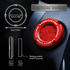 Rotary Car Push Start Button Cover, Spin Chrom Metal Car Engine Push to Start Button Cover Decoration, DIY Car Accessories (Red)