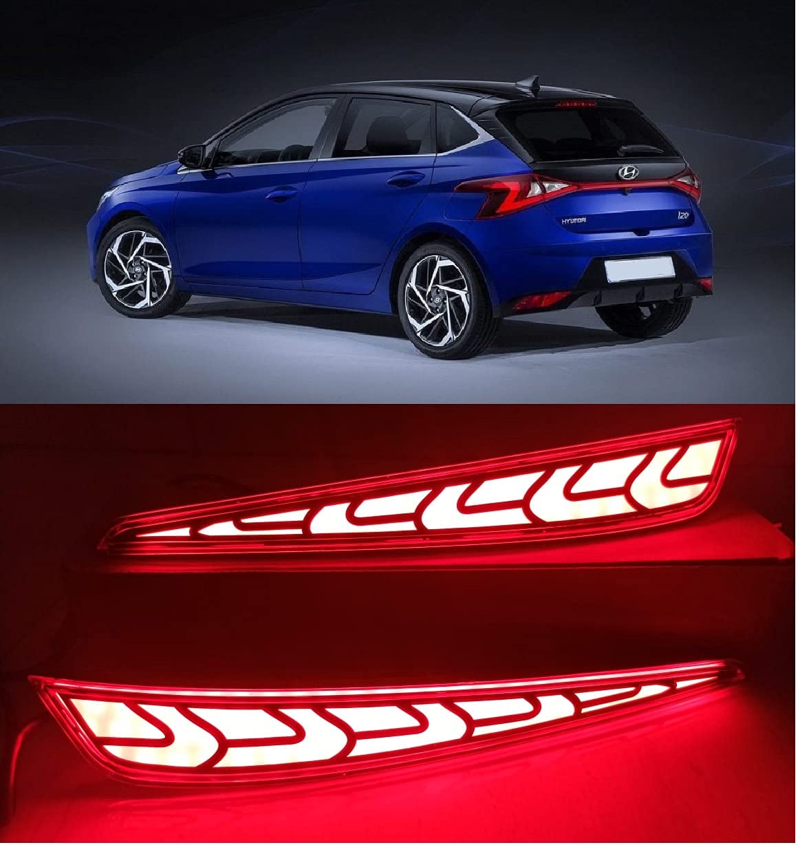LED Imported Rear Fog Light Reflector DRL Matrix Type Compatible for Hyundai New i20 2021, Red