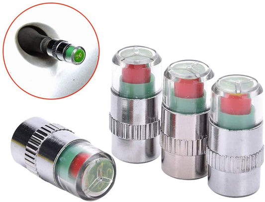 CarOxygen Car Tire Valve Stem Caps Pressure Monitor Sensor Indicator 3 Color Eye Alert 4Pcs