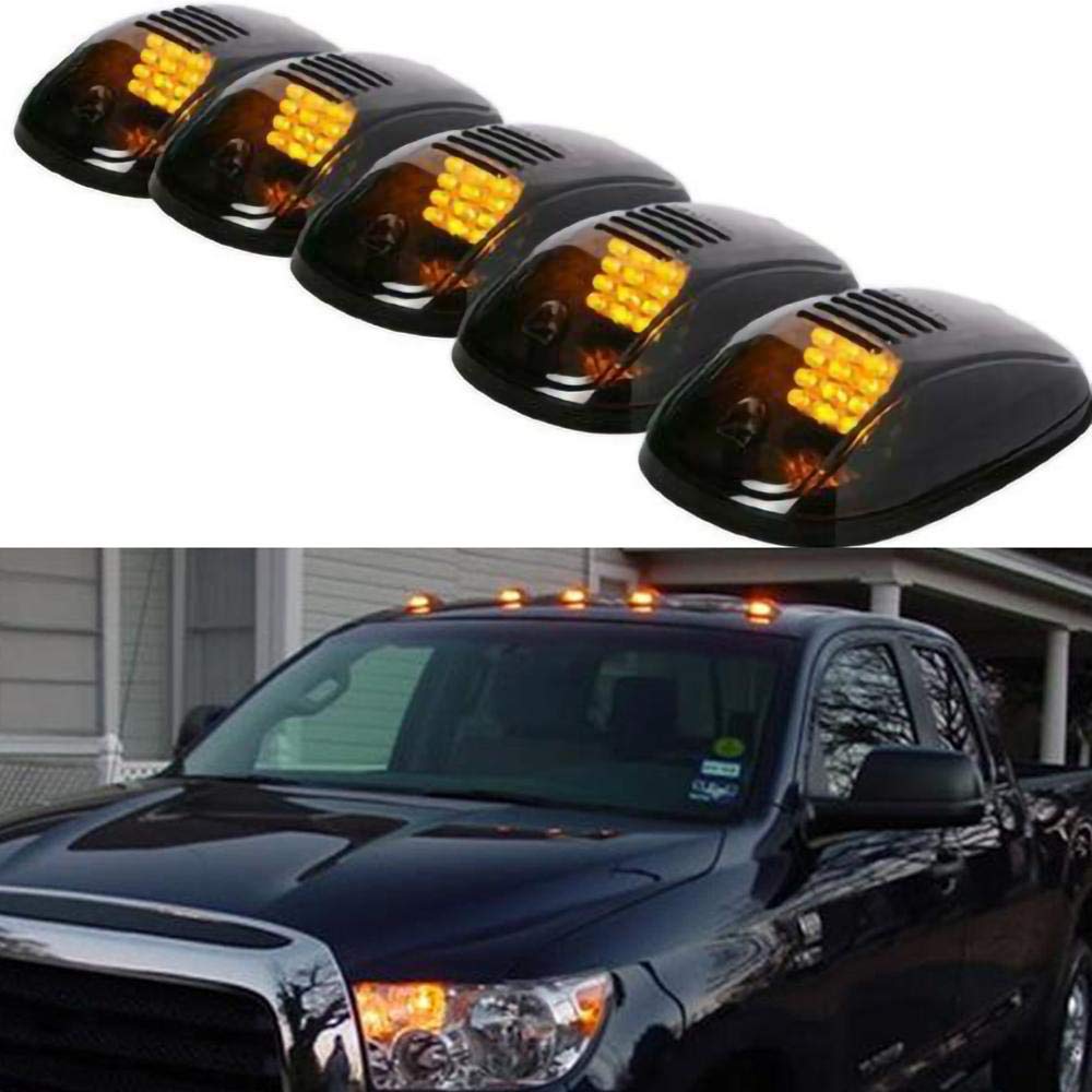 Car Oxygen -5pcs Car Cab Roof Marker Lights For Truck SUV DC 12V 9-LED Black Smoked Lens Clearance Marker LED Roof Lamps Doom Lights