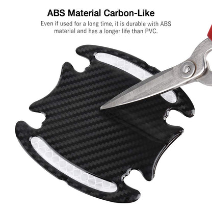 Car Door Cup Handle Paint Scratch Protector Sticker 3D Carbon Fiber Universal Auto Door Handle Scratch Protection Cover Guard Film Car Door Handle Safety Reflective Strips (White, 4 Pcs)