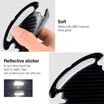 Car Door Cup Handle Paint Scratch Protector Sticker 3D Carbon Fiber Universal Auto Door Handle Scratch Protection Cover Guard Film Car Door Handle Safety Reflective Strips (White, 4 Pcs)
