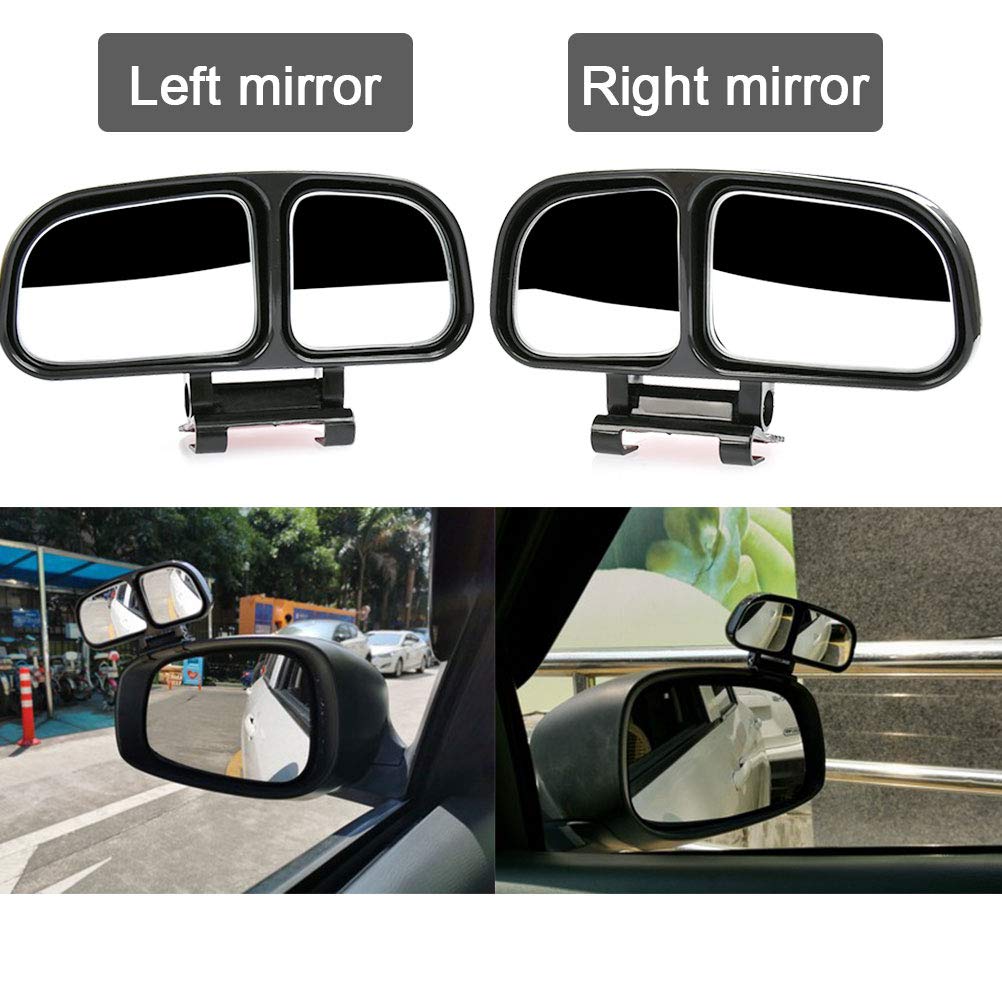 Car Universal Adjustable Wide Angle Blind Spot Left and Right Side Rear Mirrors (2 Piece, Black)