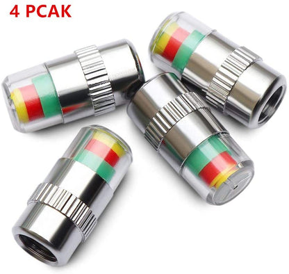 CarOxygen Car Tire Valve Stem Caps Pressure Monitor Sensor Indicator 3 Color Eye Alert 4Pcs