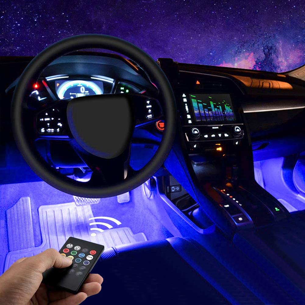 Car Oxygen - Car LED Interior Strip Light, 16 Million Colors 5 in 1 with 6 Meters Fiber Optic, Multicolor RGB Sound Active Automobile Atmosphere Ambient Lighting Kit - Wireless Bluetooth APP Control