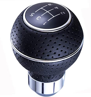 5 Speed Leather Shifter Knob Car Gear Stick Lever Shift Ball Handle Fit Most Manual Vehicles, Black