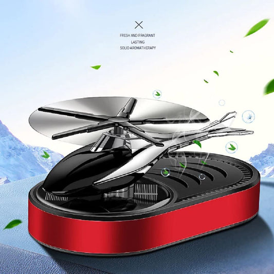 Helicopter Solar Car Air Freshener Rotation Zinc Alloy Car Perfume Diffuser Ornament for Vehicles