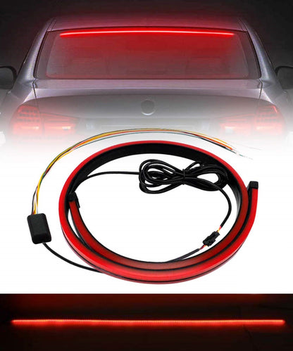 CarOxygen - Rear Windshield Brake Strip LED Warning Light for All Cars - 90CM, Transparent Red