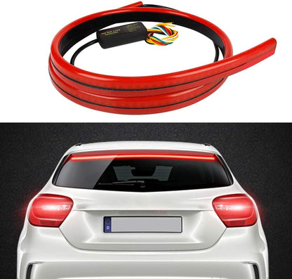 CarOxygen - Rear Windshield Brake Strip LED Warning Light for All Cars - 90CM, Transparent Red