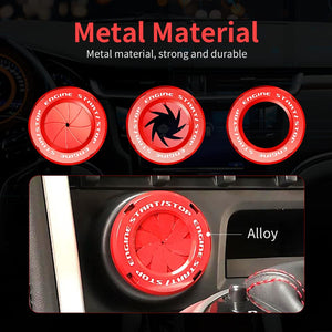 Rotary Car Push Start Button Cover, Spin Chrom Metal Car Engine Push to Start Button Cover Decoration, DIY Car Accessories (Red)