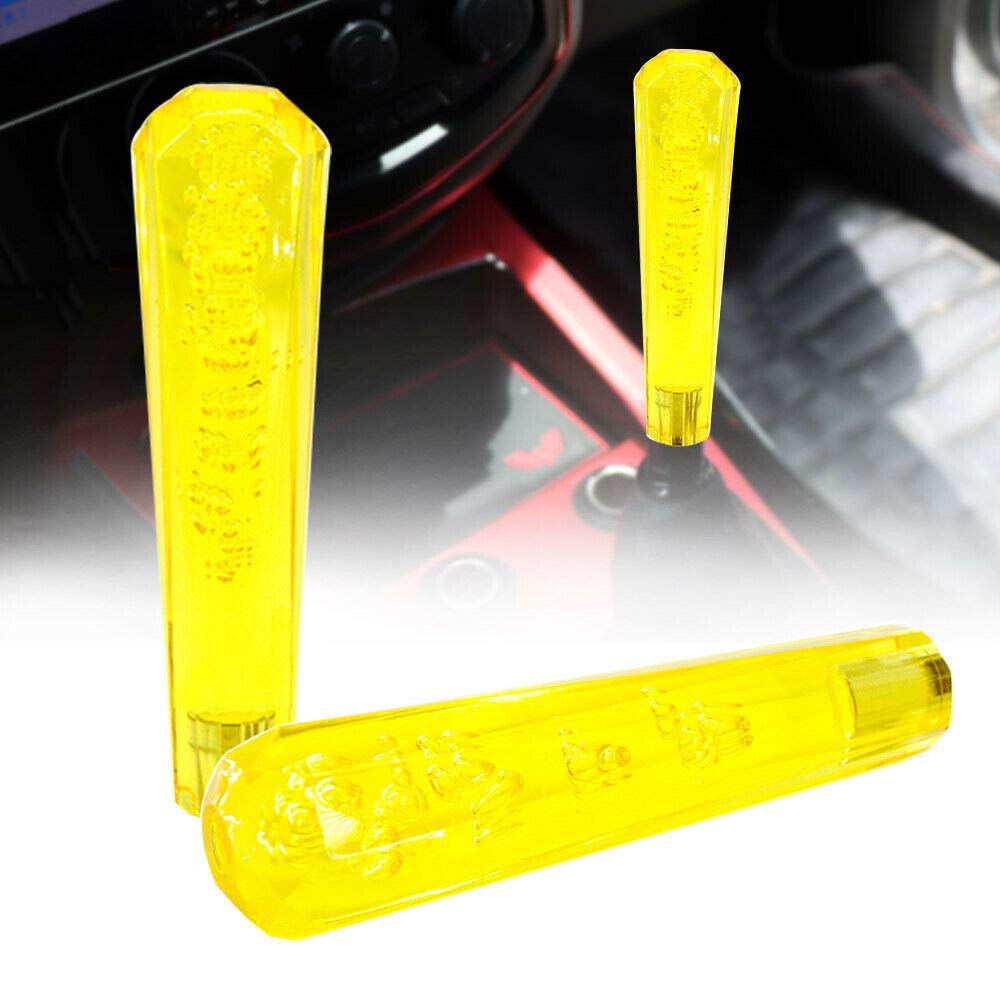 Gear Stick Knobs Crystal Car Manual Crystal Transparent Bubble Gear Shift Knob Gear Shifter Head (20CM, Manual, Yellow)