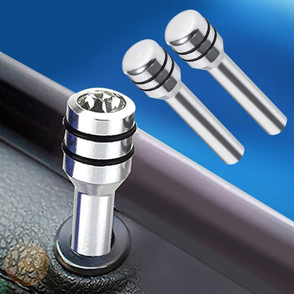 4 Pcs Silver Aluminum Alloy Car Door Lock Knob Covers, Universal Fit Interior Door Pull Pin Cover for Most Vehicles, 5mm Shaft Hole Diameter, 50mm Total Length
