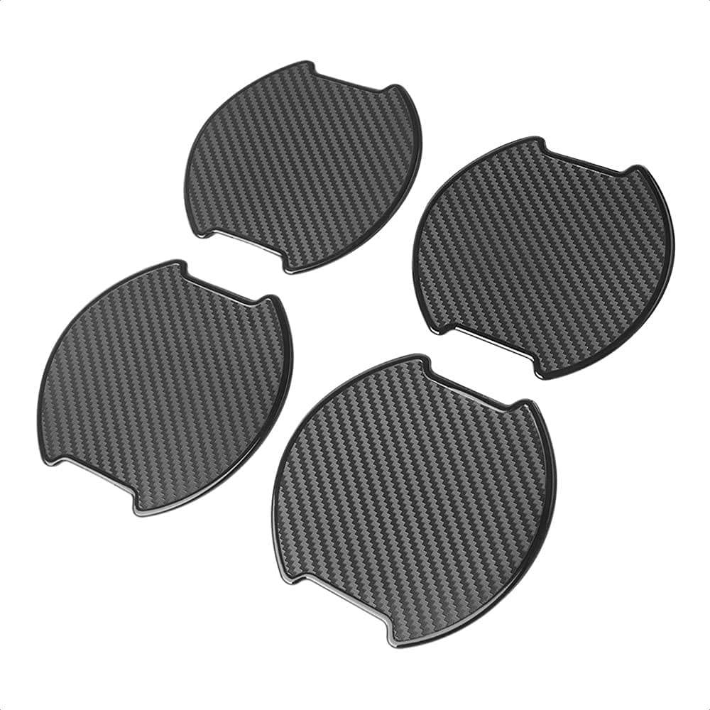 4Pcs Universal TPU 3D Carbon Fiber Texture Car Door Handle Paint Scratch Personalize Protective Pad Sticker