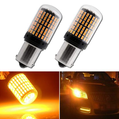 6 MONTHS WARRANTY 2800 Lumen 3014 Chipset 144 SMD Amber Canbus Error Free Led Turn Signal Light Led Bulb Front Rear Turn Signal Bulb (BA15S P21) Set Of 2