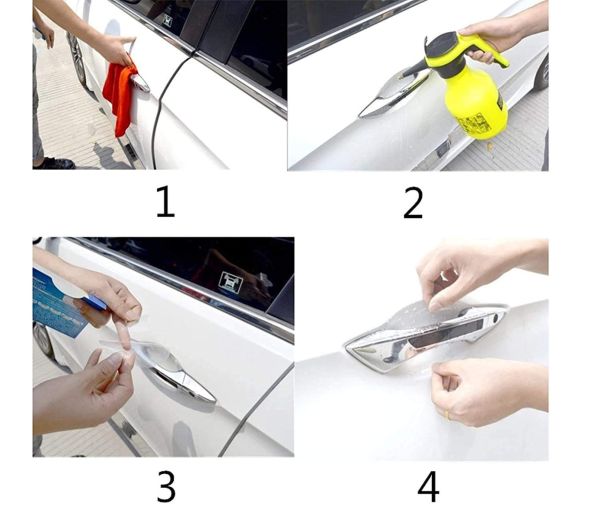 Galio Door Guard Handle Sticker PU Finger Guard Paint Protection Transparent for All Car (pack of 4)