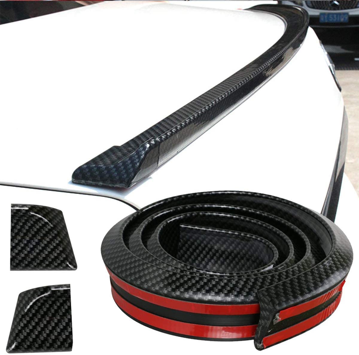 Samurai Universal Rear Trunk Spoiler Wing Lip with 3M Tape, 1.5M X 35MM, Car Modification Accessories (Carbon Black)