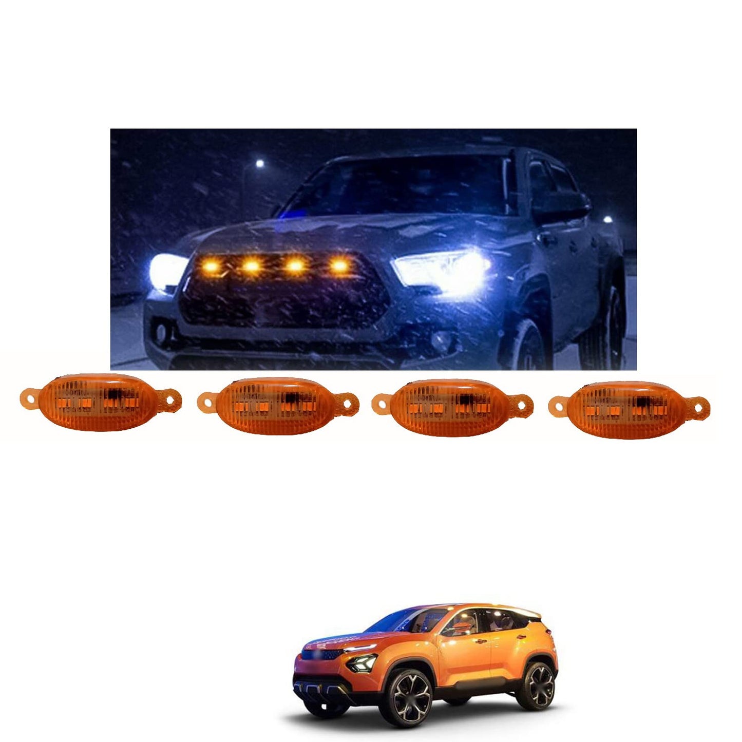 Yellow Grill Led with Fuse Adapter Wiring Harness Kit / Fuse CarOxygen - Adapter Wiring Harness Kit/ (4PCS)