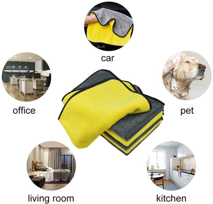 CarOxygen - Soft Microfiber Lint Free Car Cleaning Cloth Dual Layer Ultra Thick 800 GSM Absorbent Detailing Towel (Yellow OR Grey, 30x60cm, 1 PC)