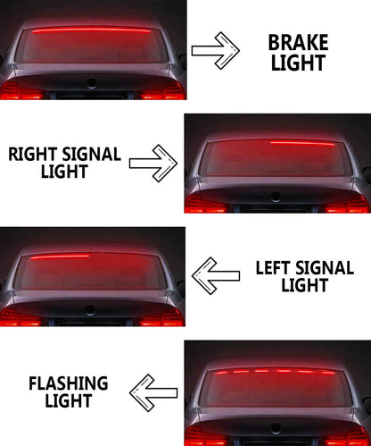 CarOxygen - Rear Windshield Brake Strip LED Warning Light for All Cars - 90CM, Transparent Red