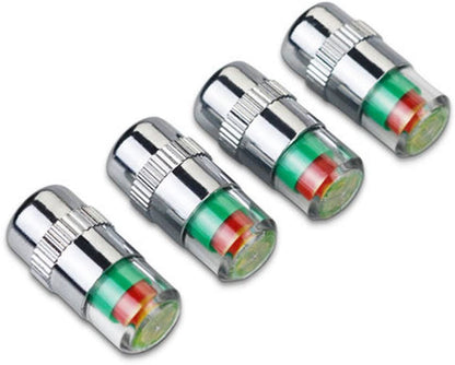 CarOxygen Car Tire Valve Stem Caps Pressure Monitor Sensor Indicator 3 Color Eye Alert 4Pcs