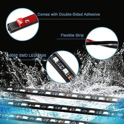 Car Underglow Lights, 4 Pcs Bluetooth Led Strip Lights with Dream Color Chasing, APP Control 12V 300 LEDs Underbody Lights, Waterproof Underglow Led Light Kit for Cars, Trucks, Boats