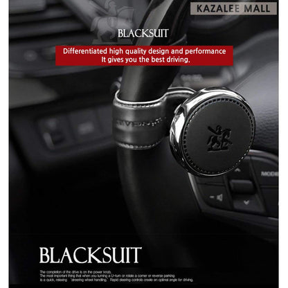 CarOxygen - BlackSuit Leather Power Handle Knob Steering Wheel Knob