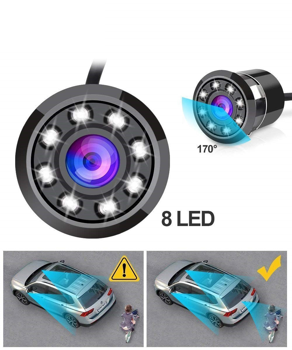 Car Oxygen - Car Rear View Reverse Parking Camera with 8 LED Waterproof 170 Degree Wide Angle Night Vision for All Cars