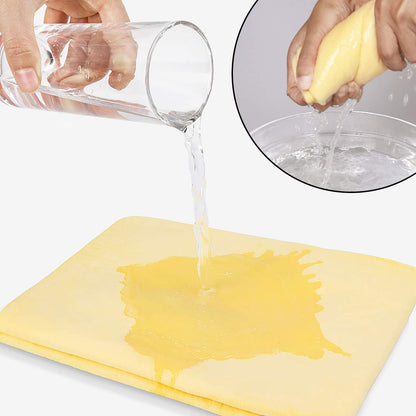 CarOxygen Synthetic Chamois Cloth Super Absorption Drying Towel for Cars for Dry & Wet Cleaning ( Yellow, 43 X 32 cm)