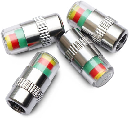 CarOxygen Car Tire Valve Stem Caps Pressure Monitor Sensor Indicator 3 Color Eye Alert 4Pcs