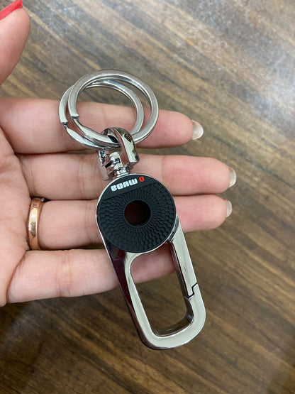 CarOxygen - Key Chain with 2 Extra Key Rings and Gift Box Heavy Duty Car Keychain for Men and Women (Black / Maroon)